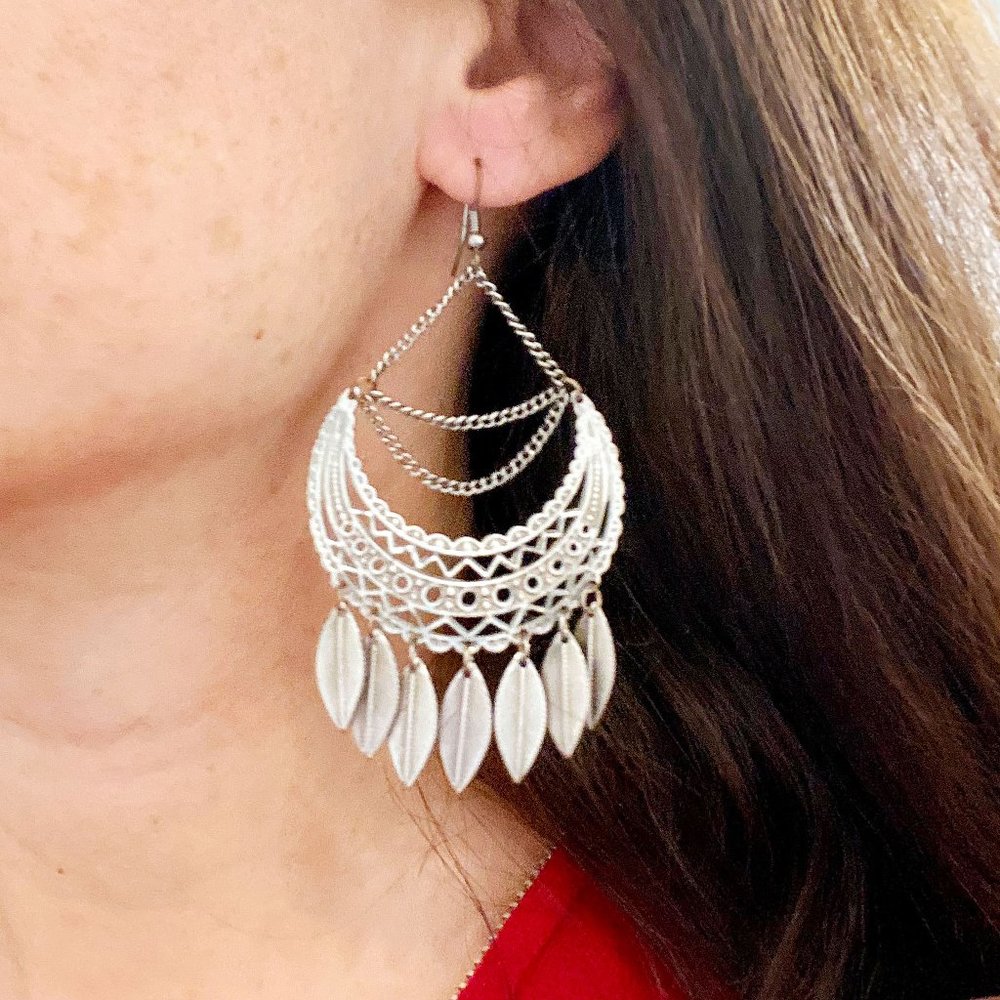 Boho Feather Dangle Earrings